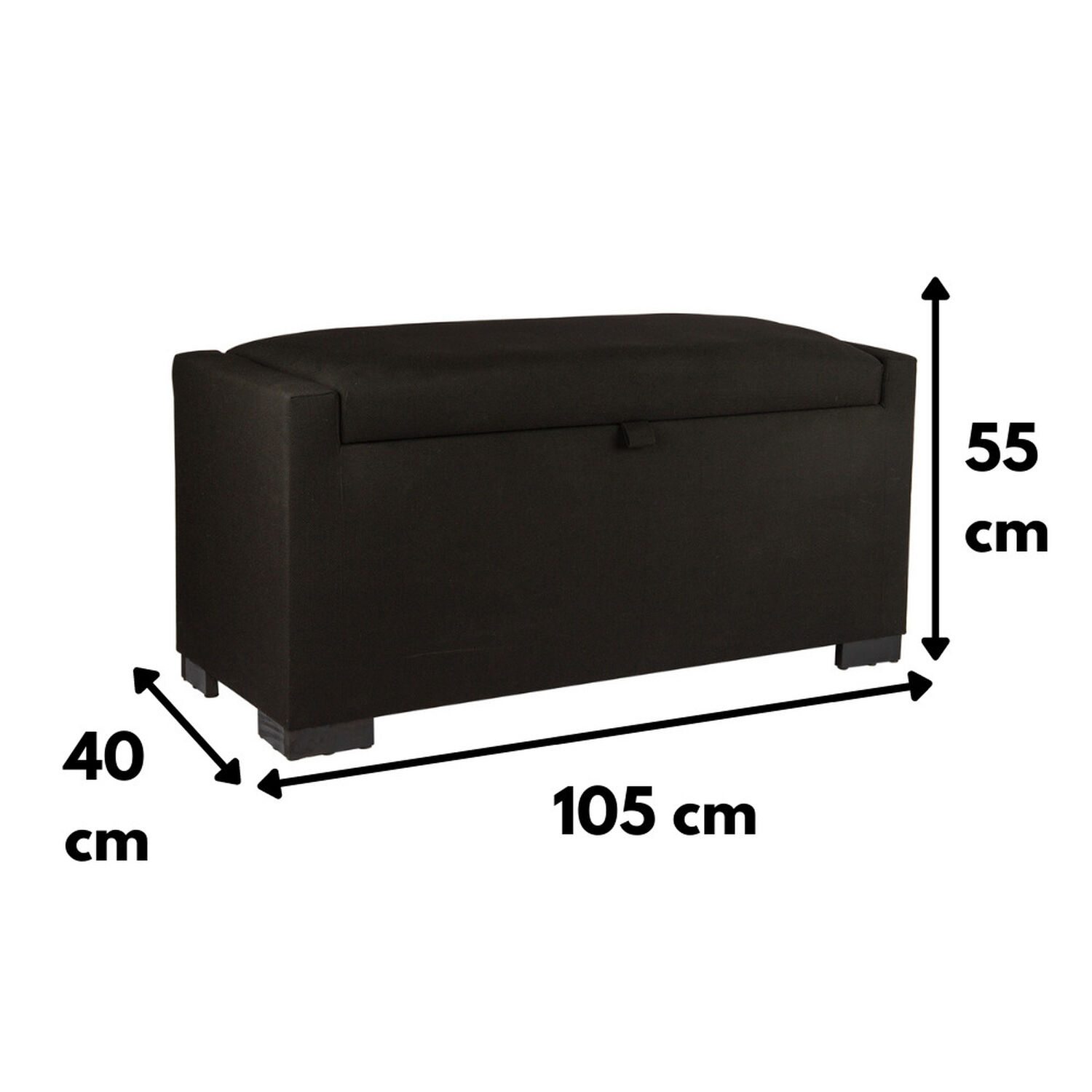 Banqueta Con Ba&uacute;l Leyzy Negro Delta 40x55x105 Cm M&aacute;xima Design image number 3.0