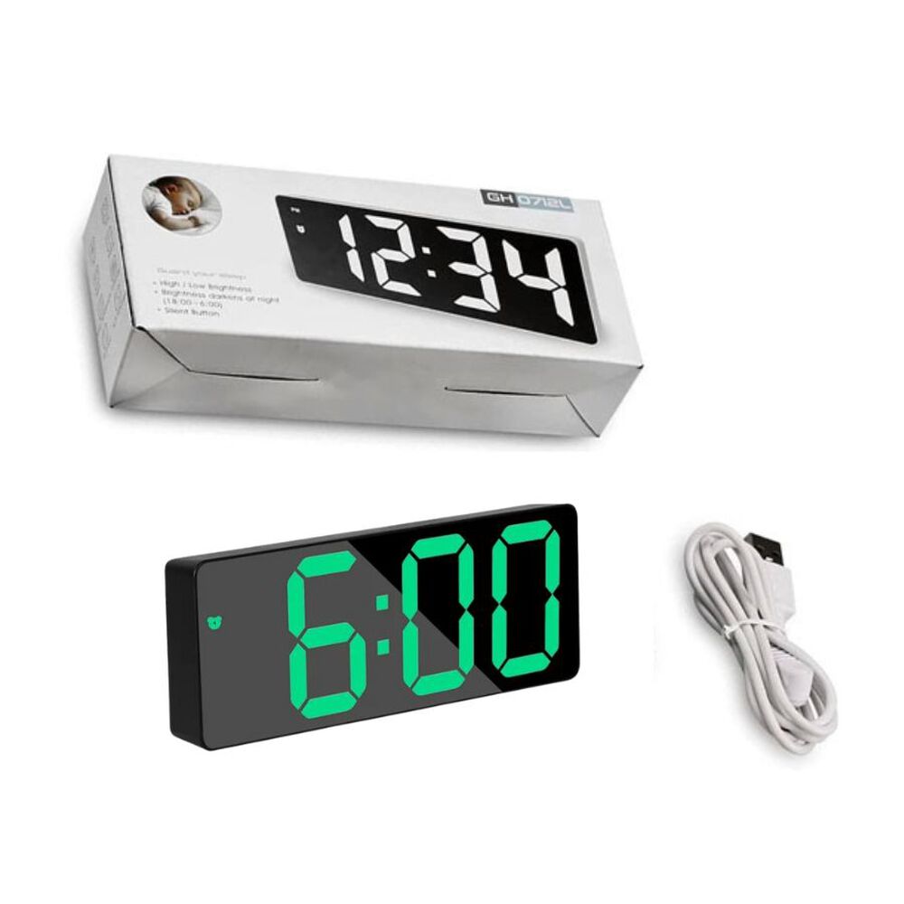 Reloj Despertador Digital Luz Verde image number 1.0