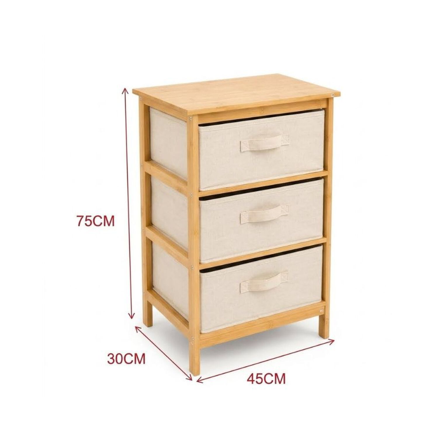 Mueble Organizador Bamb&uacute; De 3 Niveles Con Cajones De Tela image number 4.0