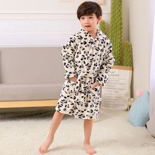Bata De Ba&ntilde;o Capucha Bolsillos Ni&ntilde;o Ni&ntilde;a Polar Animal Print