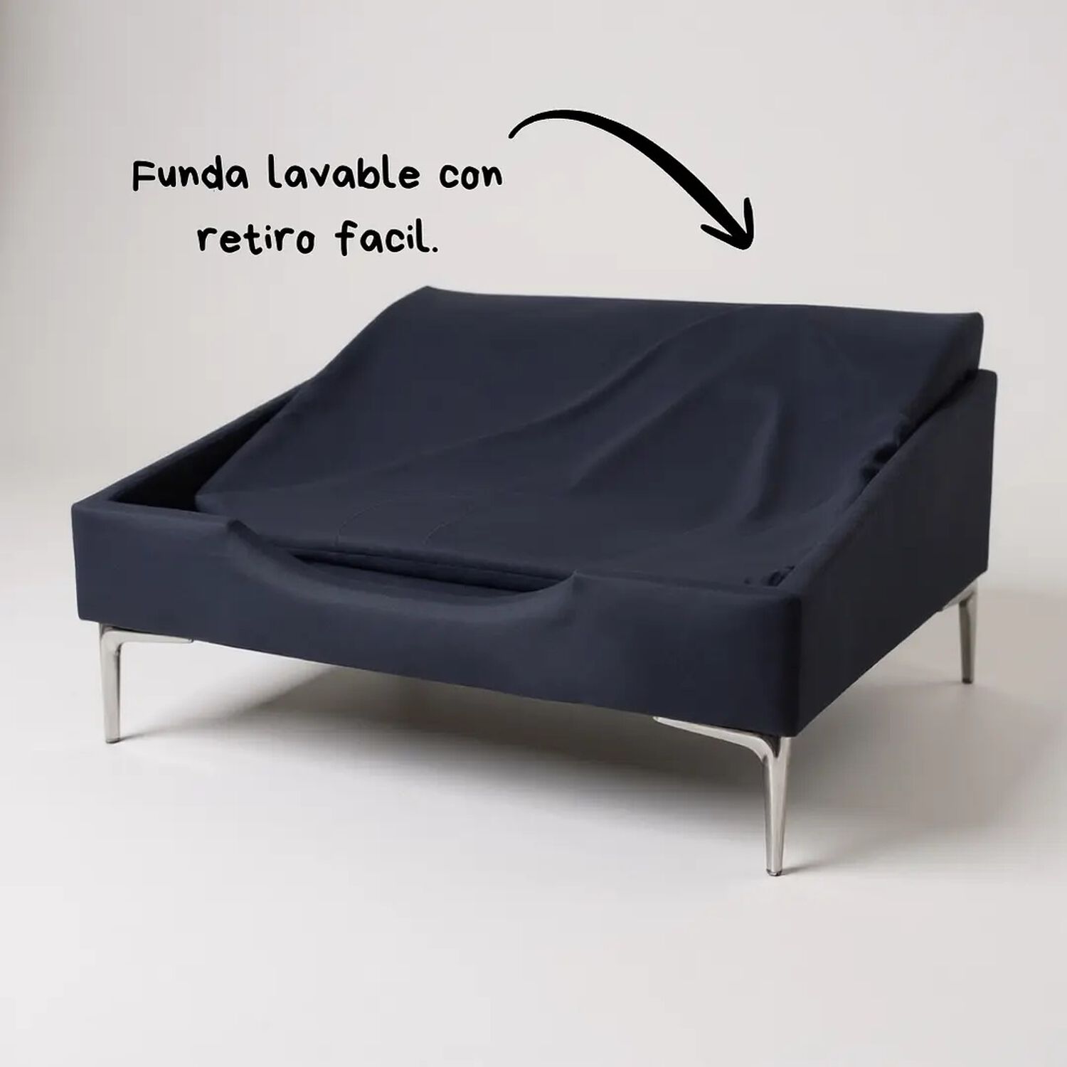 Cama De Mascotas - Talla Xl Extra (110x80 Cm) / Pata Cromada 15 Cm (negro) image number 2.0