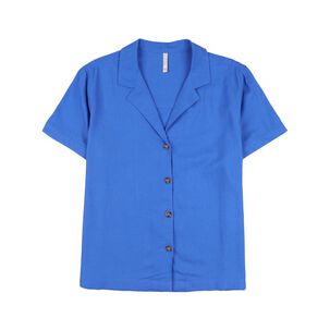 Blusa Estampada Abotonada Manga Corta Cuello V Mujer Geeps
