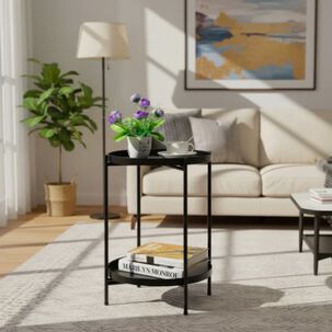 Mesa Lateral Auxiliar 2 Niveles Negro