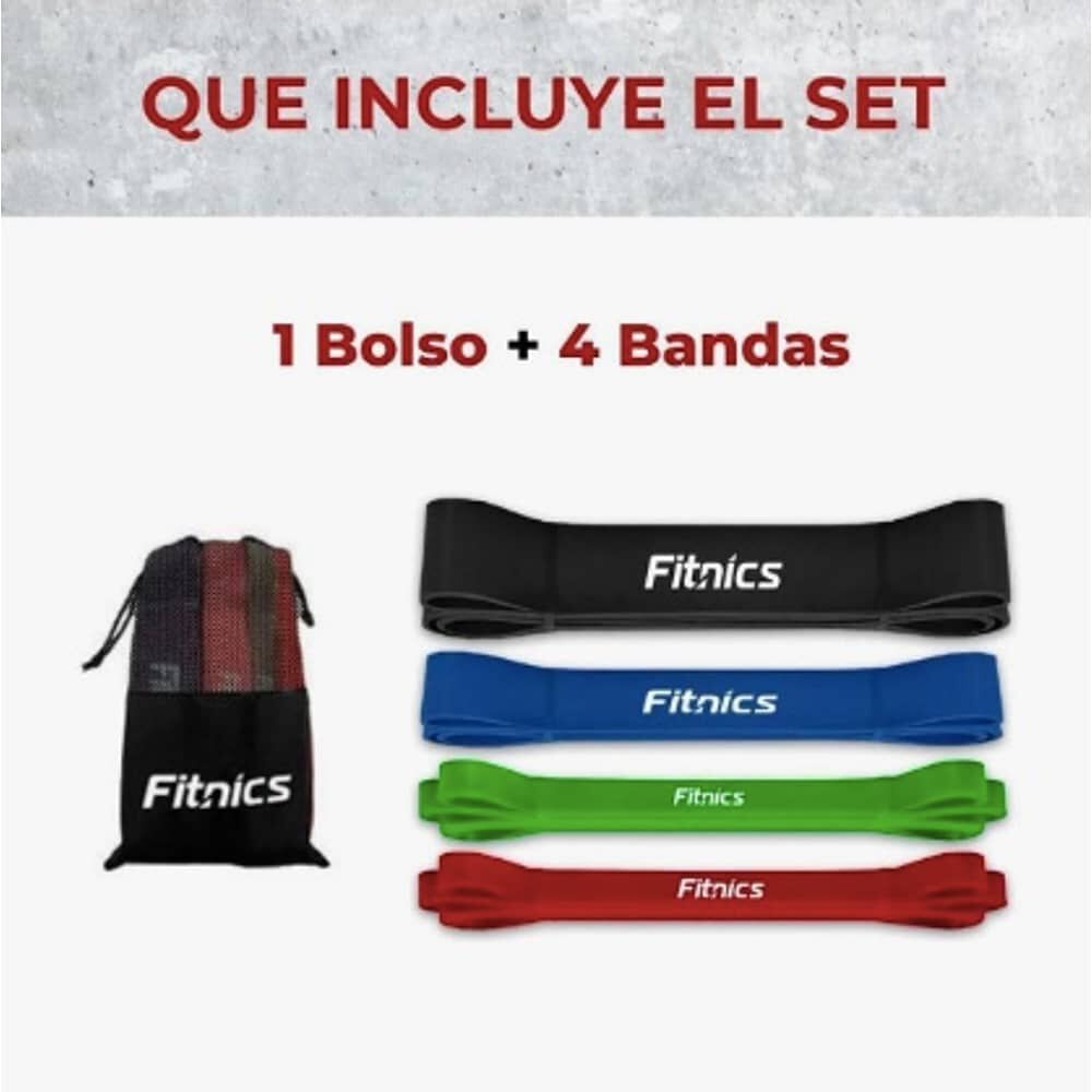 Bandas Elasticas Power Bands Latex Resistencia Fitnics Set 4 image number 3.0