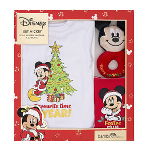 Set 3 Piezas Navidad Disney Rojo Ni&ntilde;o Mickey 6-9 Meses