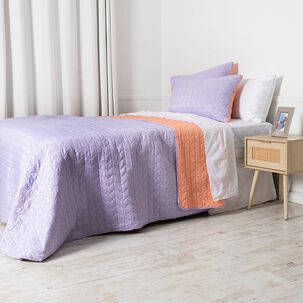 Cubrecama Quilt Liso 2 Plazas Lila - Naranjo
