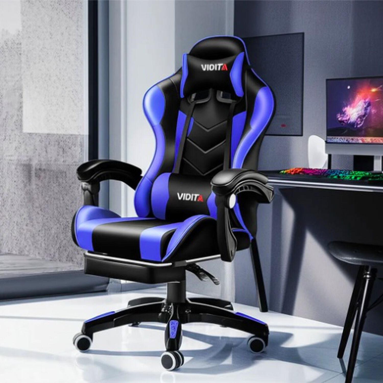 Silla Gamer Ergon&oacute;mica Azul image number 1.0