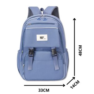 Mochila Bolso Escolar Juvenil Impermeable Diseño Unicolor Blue