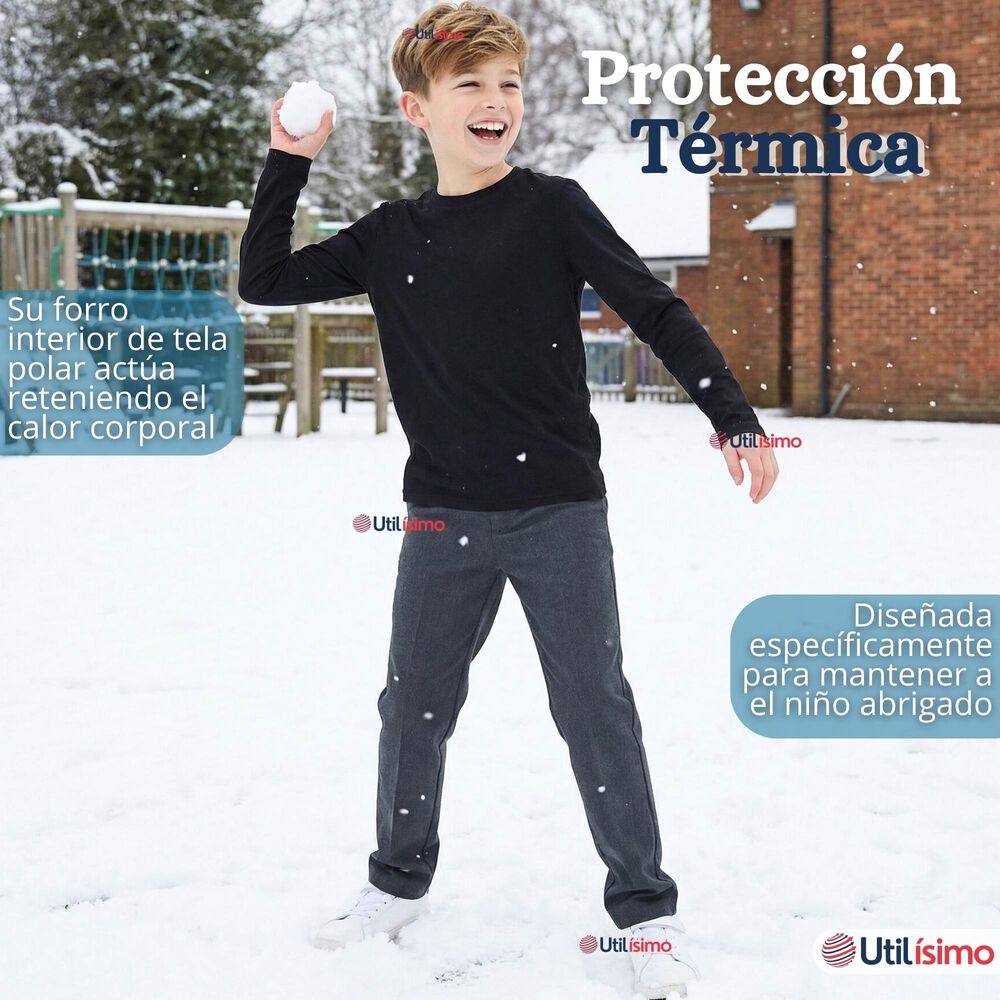 Pack 3 Poleras Camisetas Polar Negra Primera Capa Escolar Cuello Redondo Manga Larga Ni&ntilde;o image number 6.0