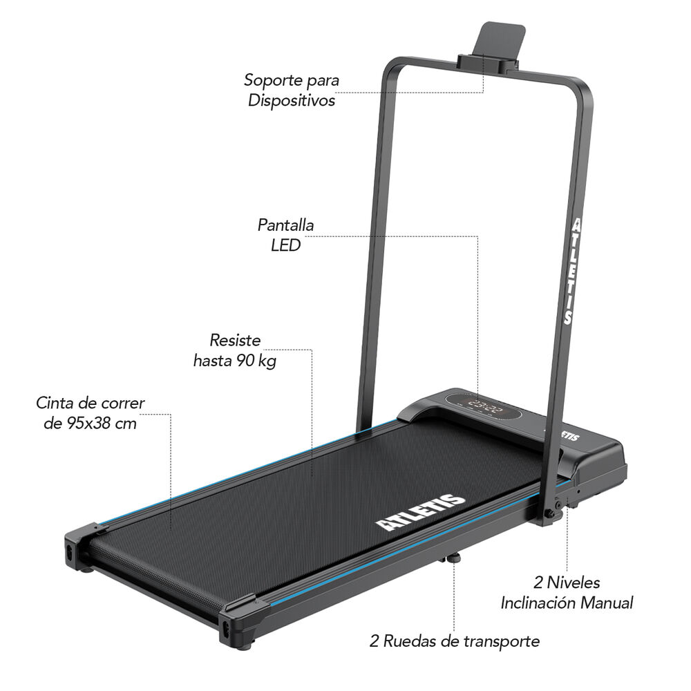 Trotadora X50 10 Km/h 1.0 Hp Inclinaci&oacute;n Manual Azul image number 6.0