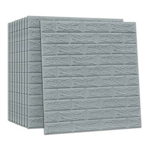 Pack 10 Lamina Papel Mural Autoadhesivo 3d Ladrillo Gris