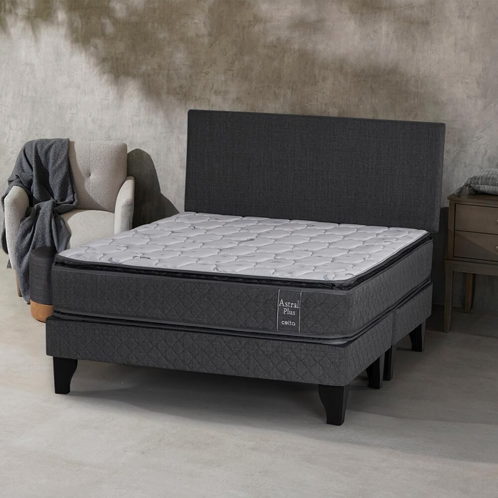 Cama Europea Celta Astral / 2 Plazas / Base Dividida + Almohadas image number 3.0