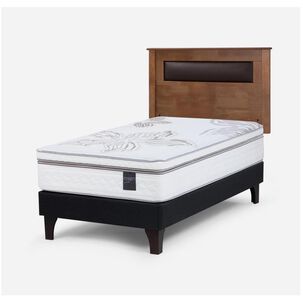 Cama Europea Rosen Art 4 / 1.5 Plazas / Base Normal  + Respaldo Ferrara