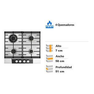 Encimera A Gas Ursus Trotter Avantgarde GS-60T GL / 4 Quemadores