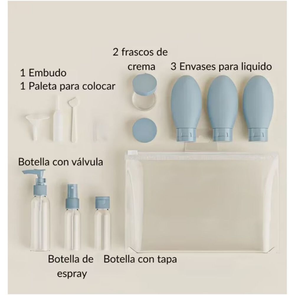 Set De 11 Piezas Envases Vac&iacute;os Viajeros Para Llevar Productos Personales image number 4.0