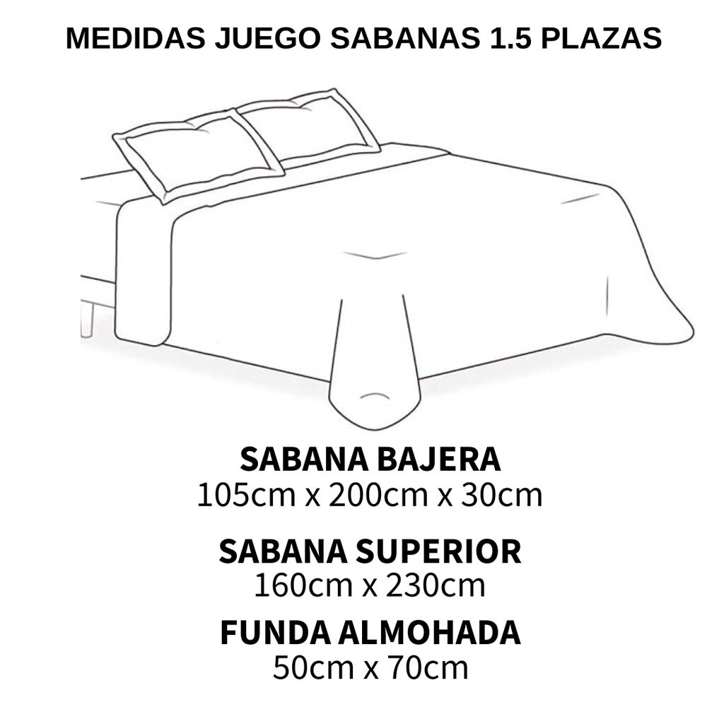 Juego De Sabanas + Cubrecama De 1.5 Plazas + 1 Funda De Almohada Cobertor Verano Qs-10 image number 2.0