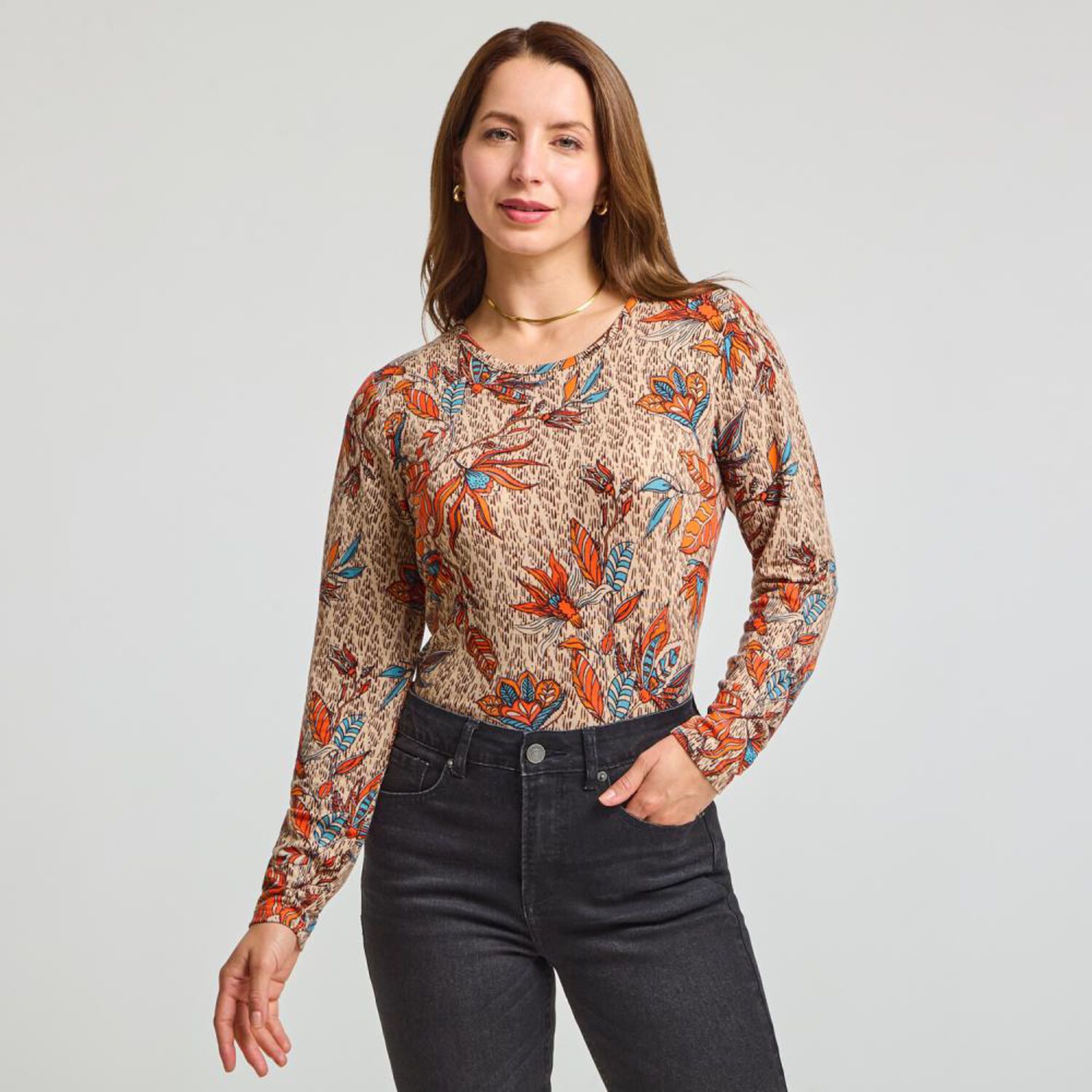 Sweater Print Regular Manga Larga Cuello Redondo Mujer Geeps image number 0.0