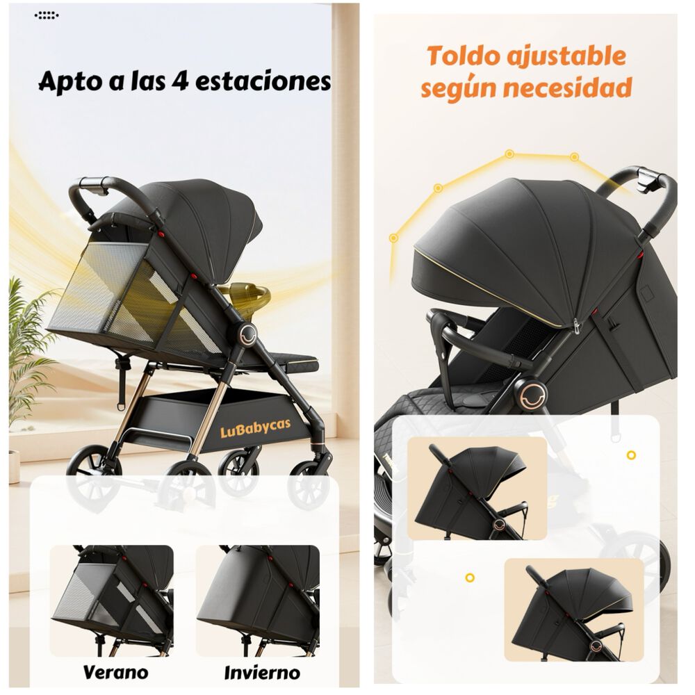 Coche De Paseo Últra Resistente 25kg Tek Negro Lubabycas image number 3.0