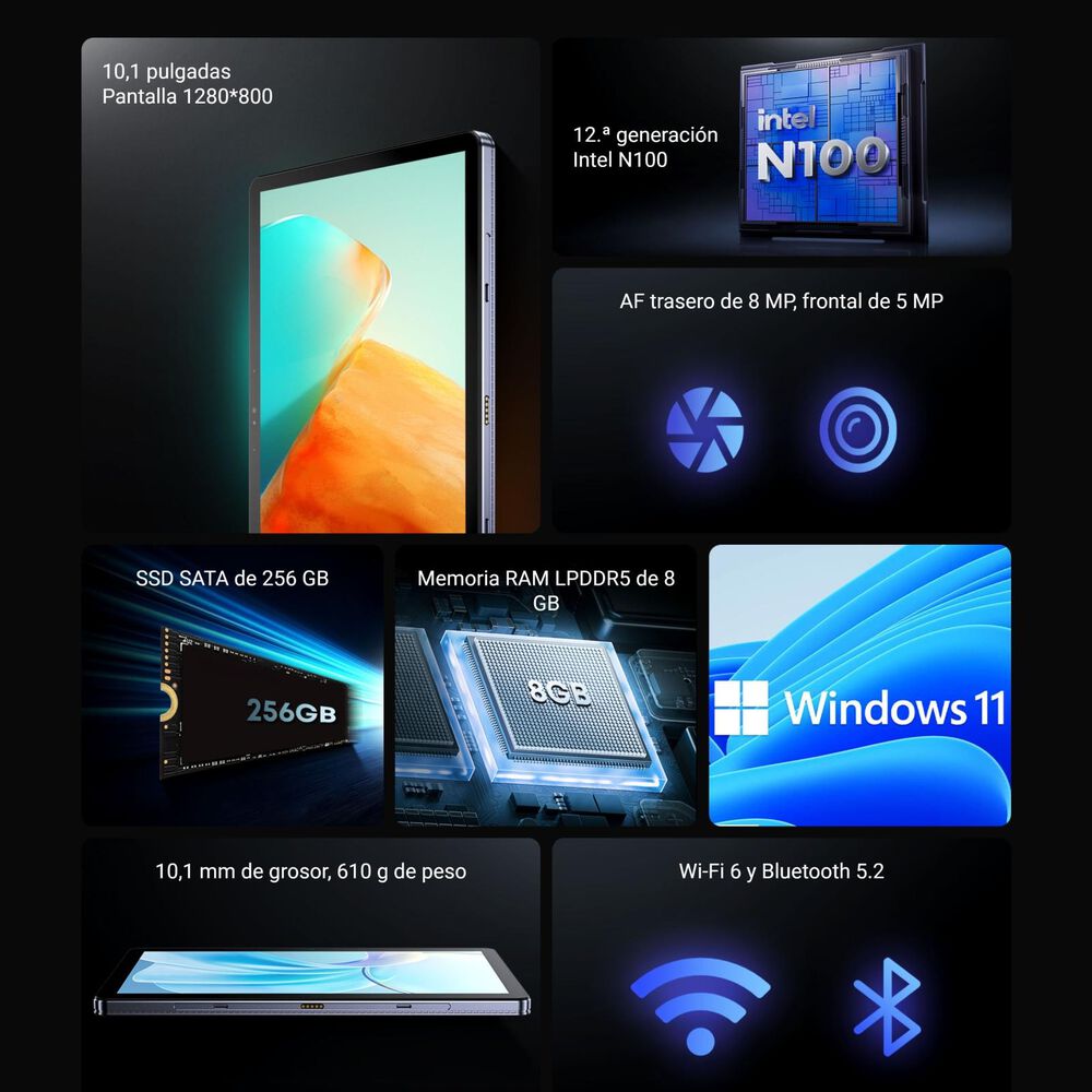 Chuwi Hi10 X1 - Tablet Windows 11 Con Procesador Intel N100 Y 8gb De Ram image number 2.0