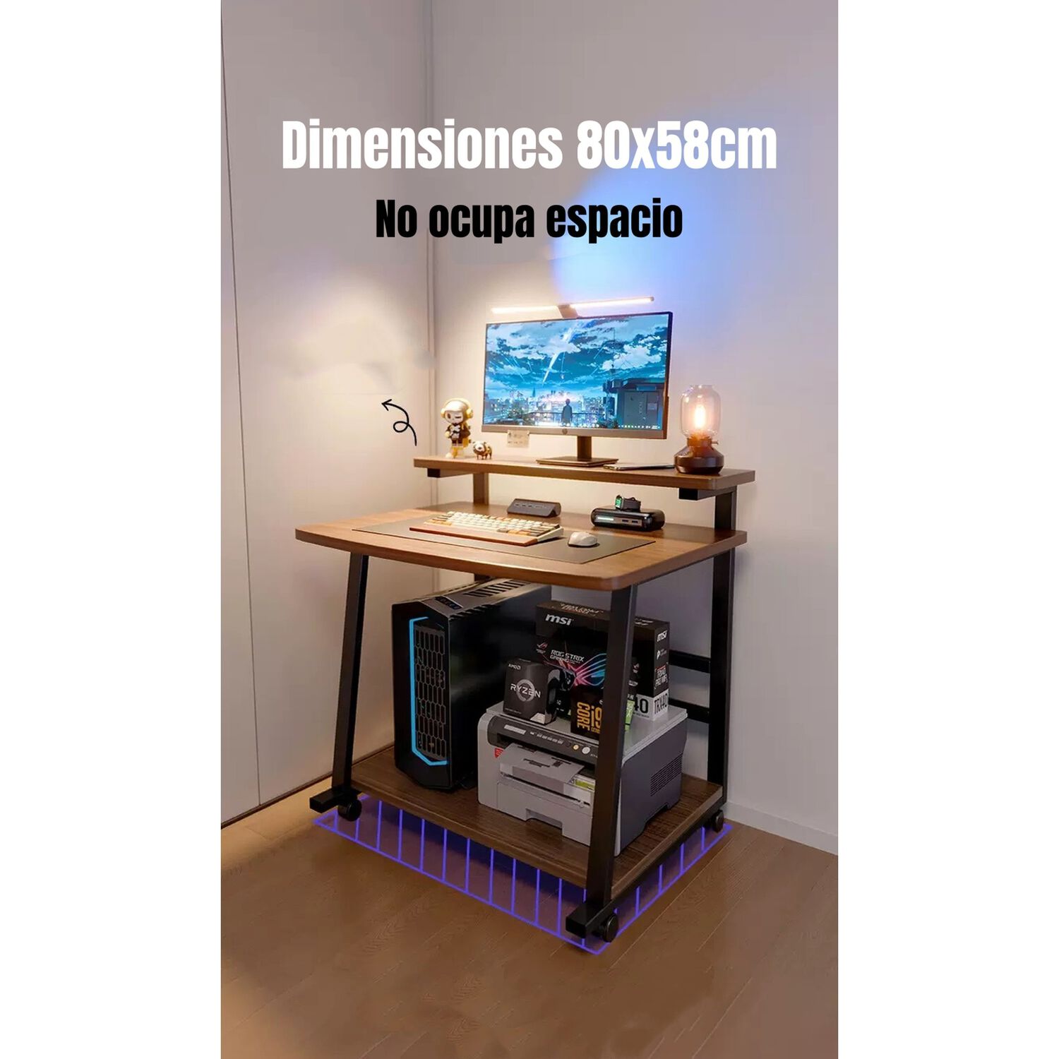 Escritorio M&oacute;vil Compacto Con Repisa 80x58x82cm Express image number 7.0