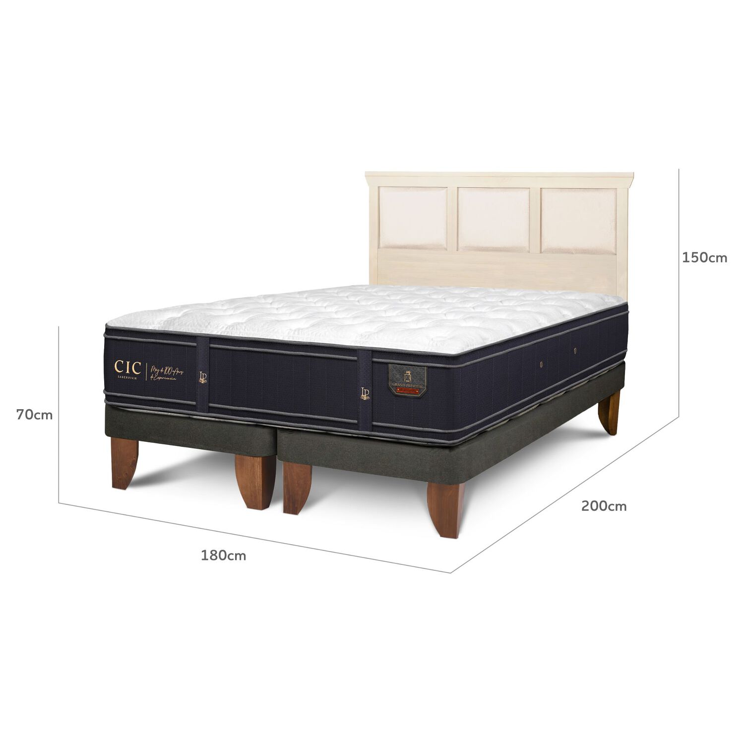 Cama Europea Cic Linea Premium / King / Base Dividida + Respaldo image number 2.0