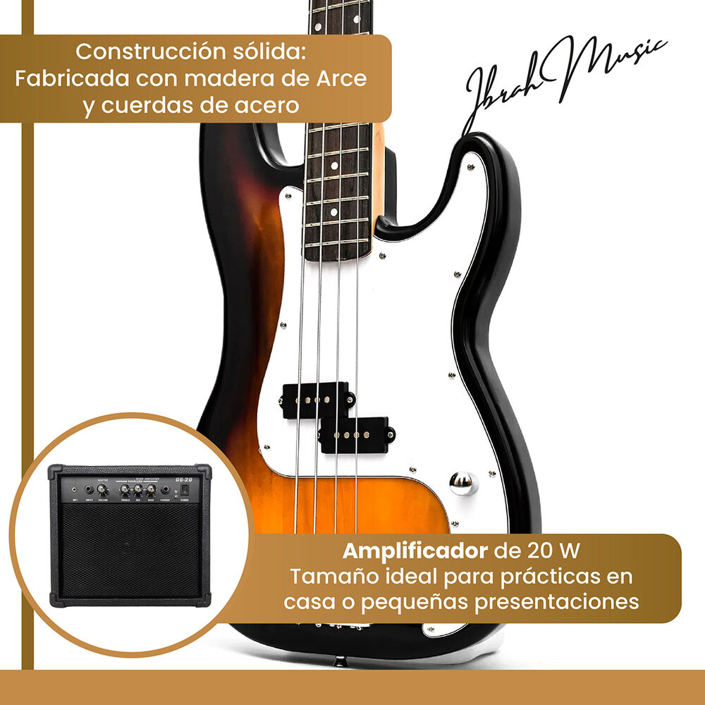 Bajo Eléctrico Ibrah 4 Cuerdas + Amplificador 20w + Acces image number 3.0