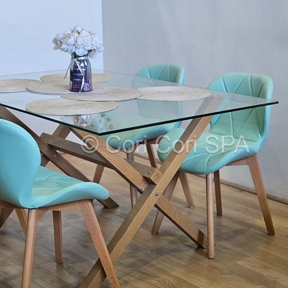 Comedor Medlock 140x90cms + 4 Sillas Mariposa Ecocuero Wood image number 0.0