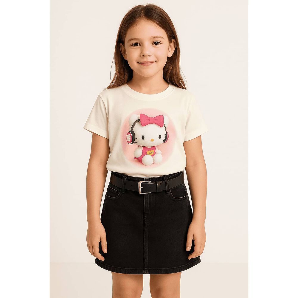 Falda Short Ni&ntilde;a Algod&oacute;n Con Cintur&oacute;n Negro Kibou image number 1.0