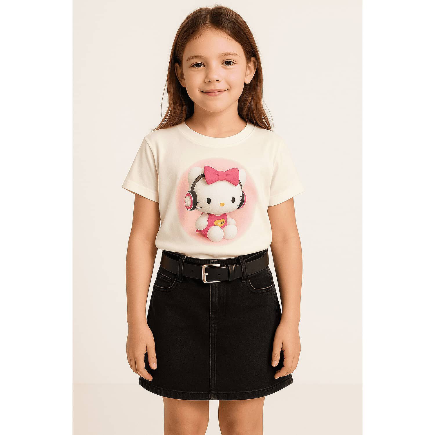 Falda Short Ni&ntilde;a Algod&oacute;n Con Cintur&oacute;n Negro Kibou image number 1.0