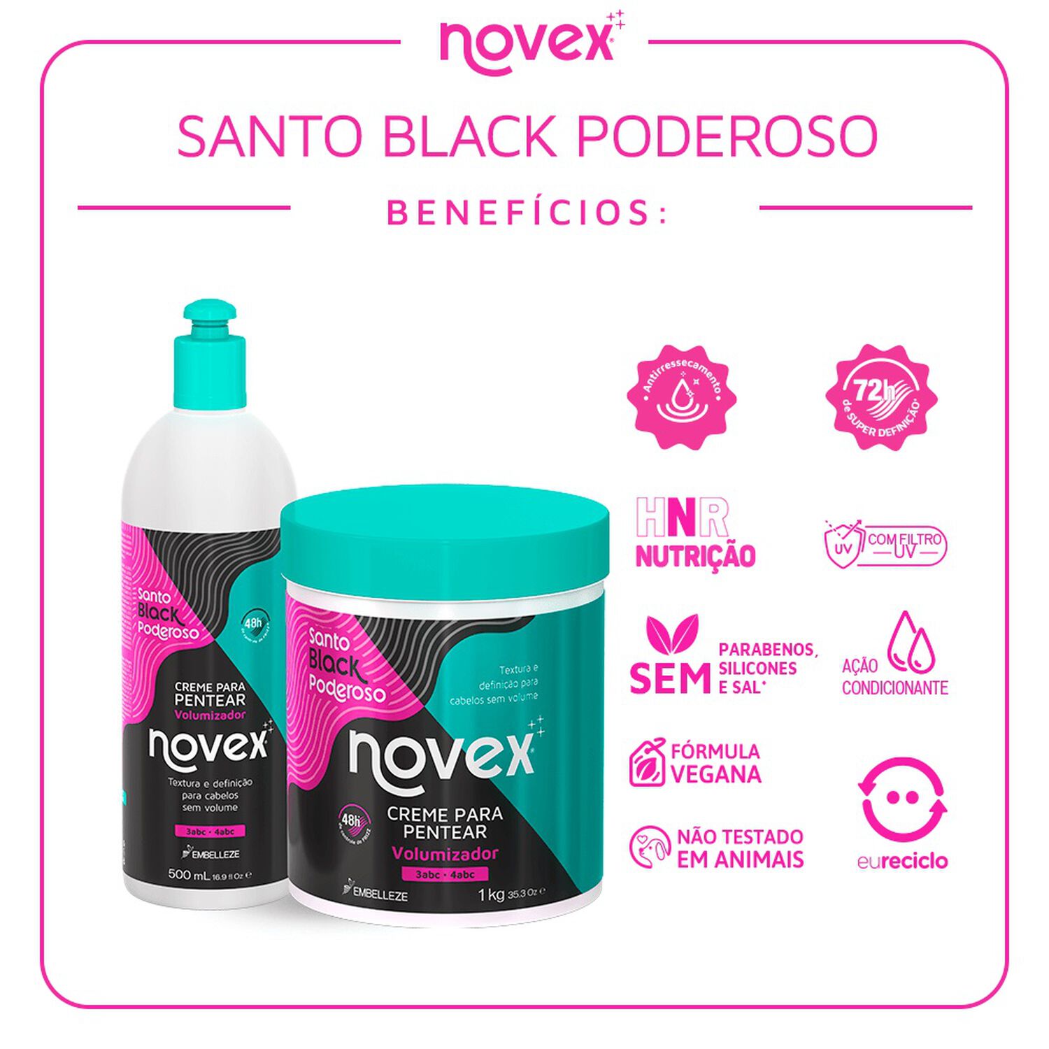 Crema De Peinar Meus Cachos Santo Black 500ml image number 2.0