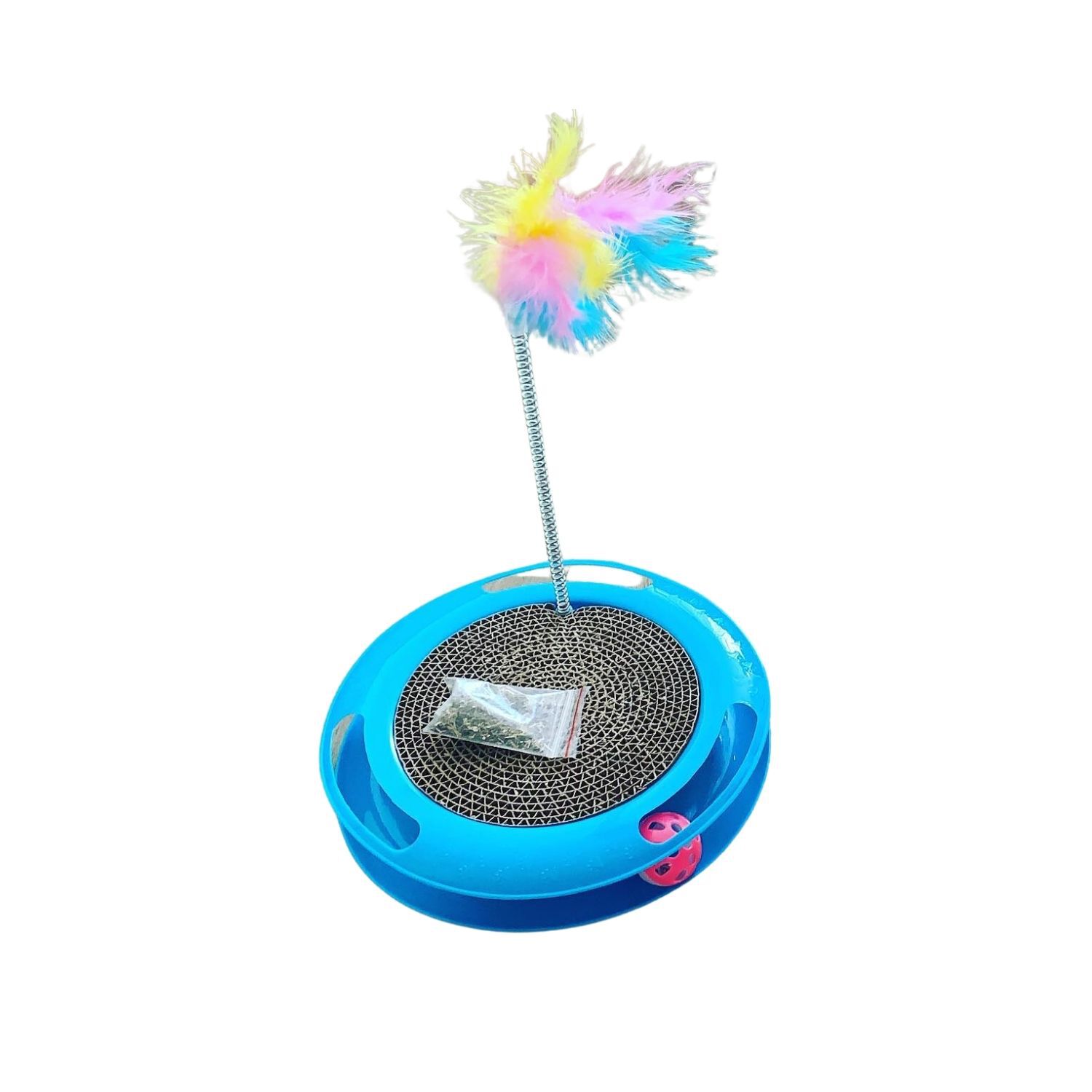 Juguete Gato Rascador Varilla Plumas + Catnip Color Azul image number 0.0