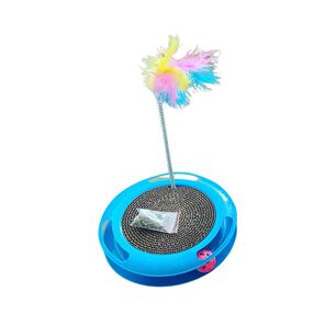 Juguete Gato Rascador Varilla Plumas + Catnip Color Azul