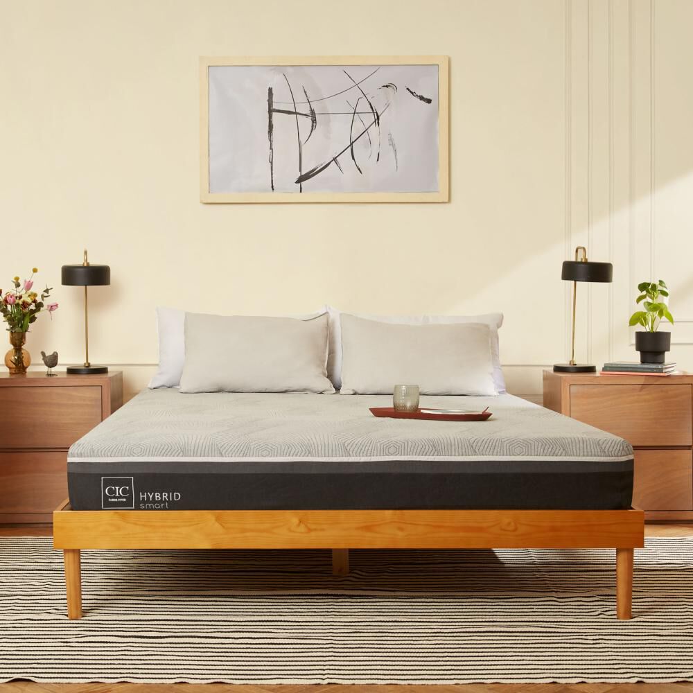 Cama Europea Cic Hybrid Smart / 2 Plazas / Base Dividida + Set De Maderas image number 5.0