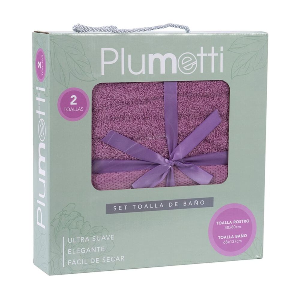 Set 2 Toallas Colorix 380 Grs Caja / Morado Plumetti image number 2.0