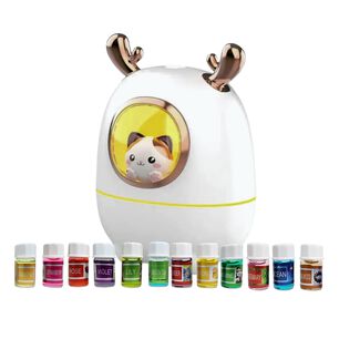 Pack Humidificador Nave Espacial Gato + 12 Esencias Aromaticas