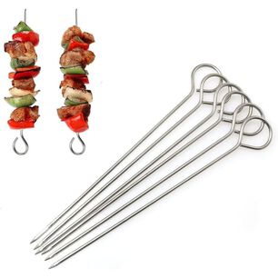 Set De 6 Pinchos Brochetas Anticucho Metal De 50 Cm