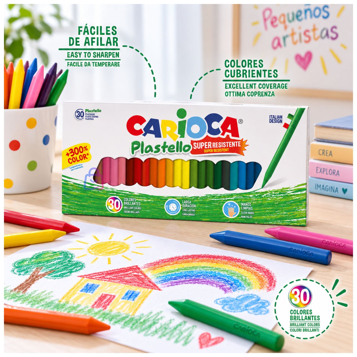 Crayones Carioca Plastello 30 Colores Lavables - Ps image number 2.0