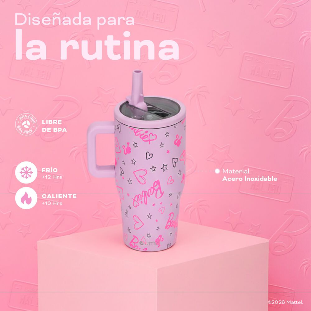 Vaso Termico Tumbler Mug Barbie Love 590ml Acero Inox Uma image number 3.0