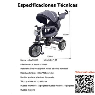 Triciclo Reversible 360&deg; Con Luces 101 Rosado Lubabycas