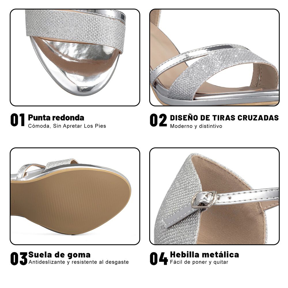 Sandalia Taco Plateado Fiesta Qiu285 Weide image number 7.0