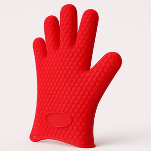 Guante Silicona Resistente Calor Cocina Barbacoa Horno Rojo