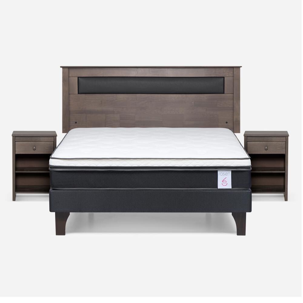 Cama Europea Rosen New Style 6 / 2 Plazas / Base Normal  + Set Maderas Ferrara Gris image number 0.0