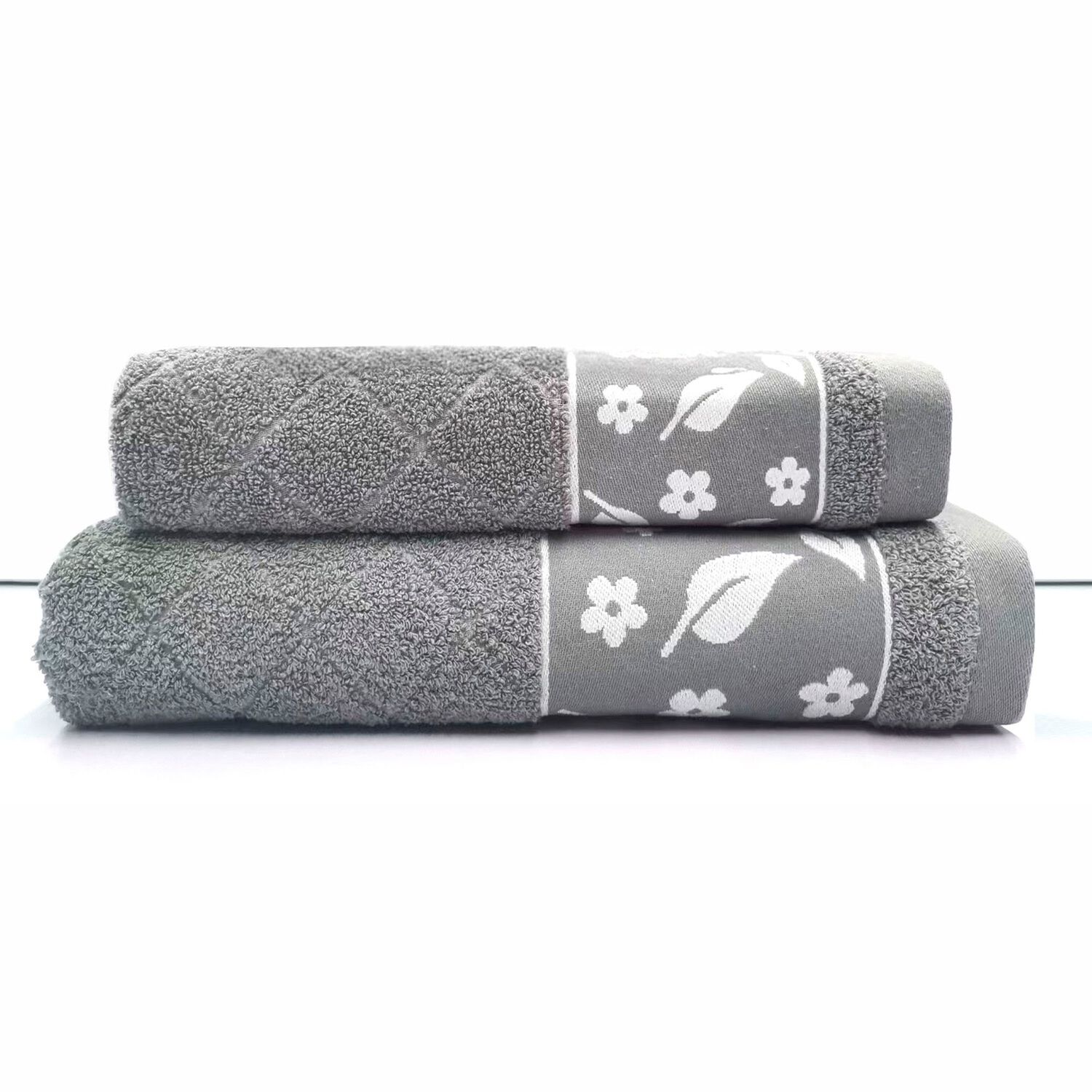 Juego Toalla Andes 2 Piezas Hojas Gris image number 0.0