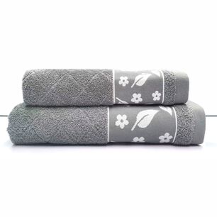 Juego Toalla Andes 2 Piezas Hojas Gris