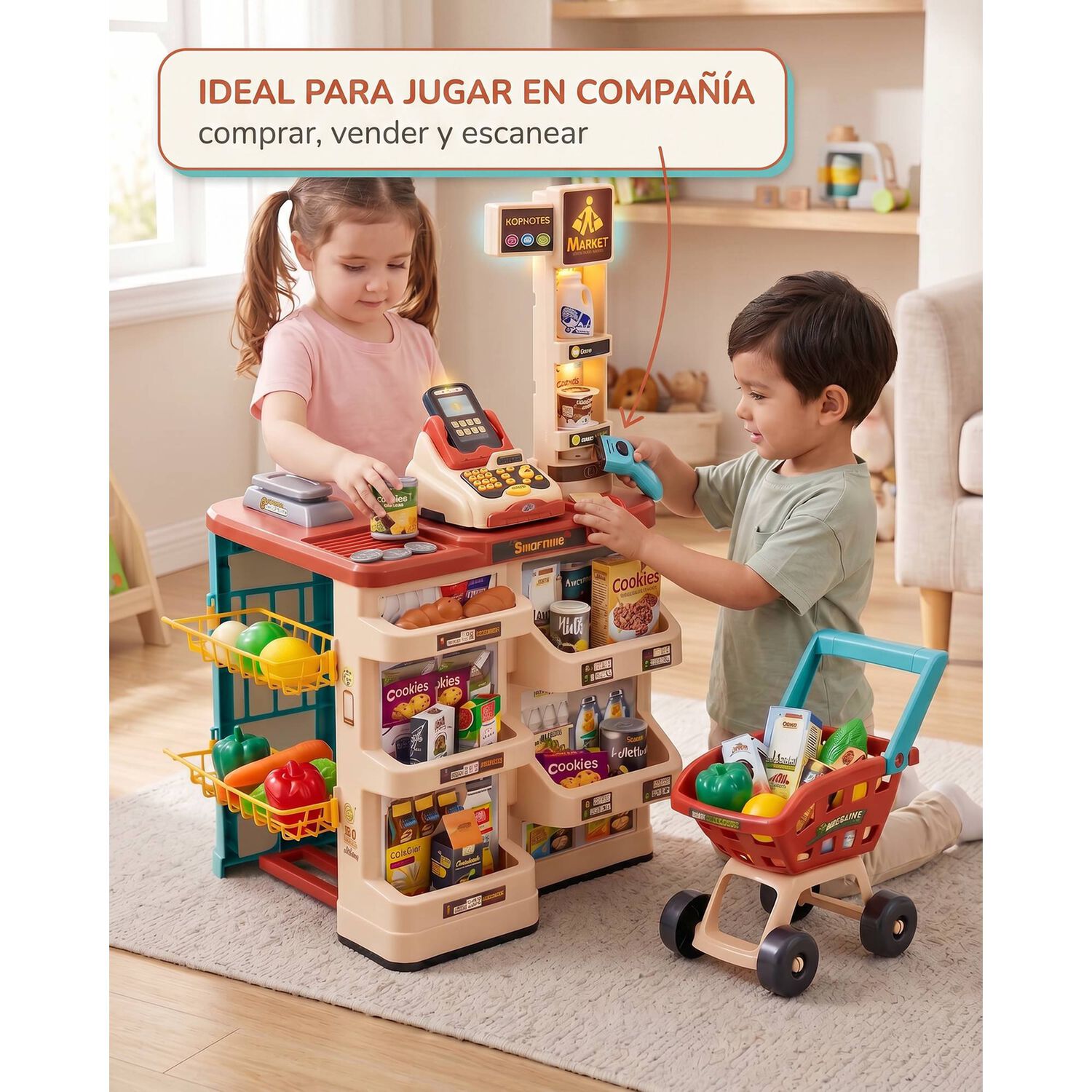 Juguete Supermercado Con Carrito Premium Grande Para Ni&ntilde;os image number 2.0