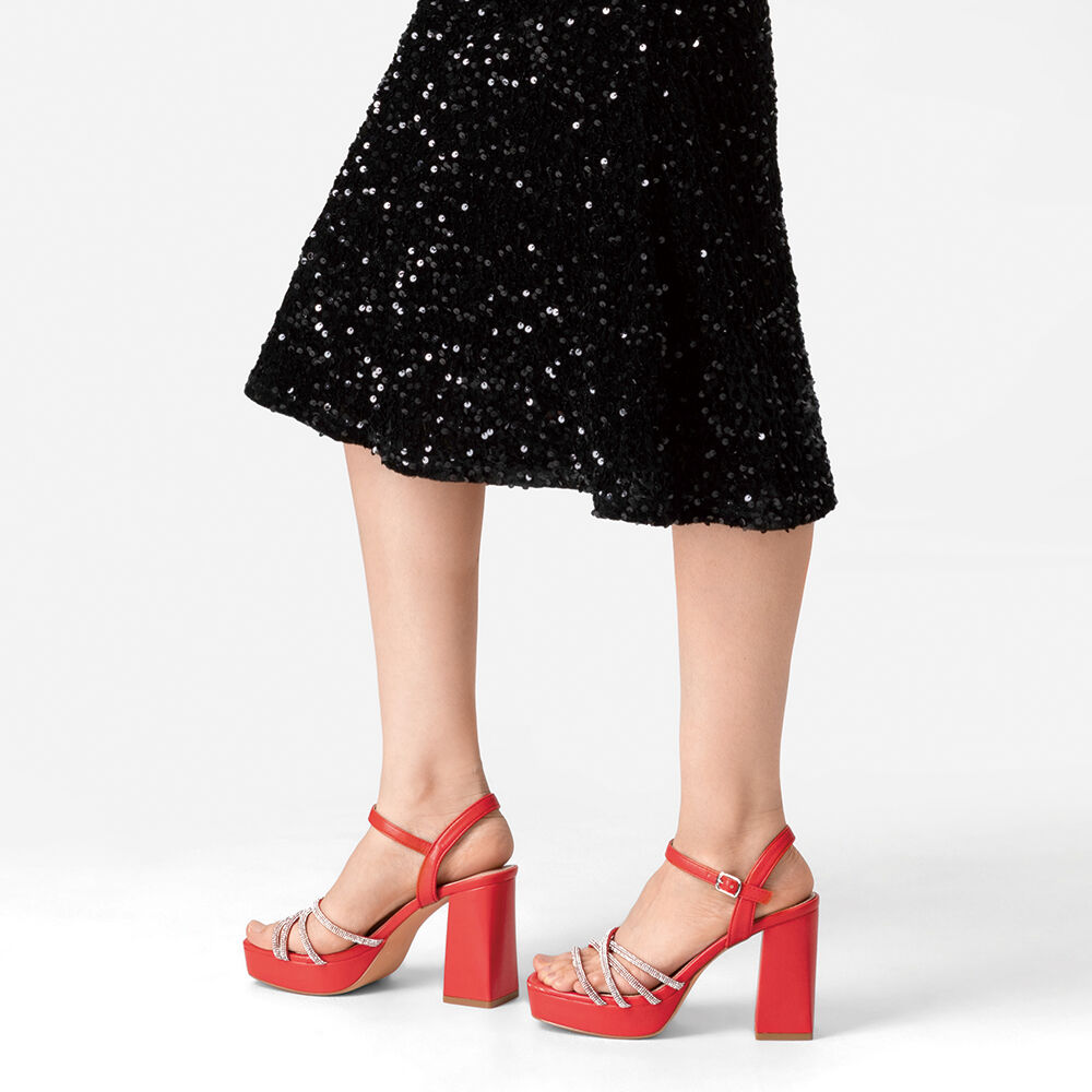 Sandalia Eco Cuero Taco Rojo Fiesta Mujer Weide You205 image number 7.0