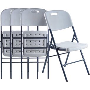 Set X4 Sillas Plegables De Plastico Para Fiestas Y Eventos Color Blanco