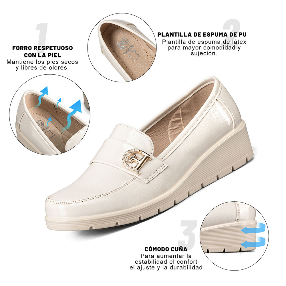 Mocasin Casual Mujer Charol Vintage Comodo Cuña Weide Jml10 image number 7.0