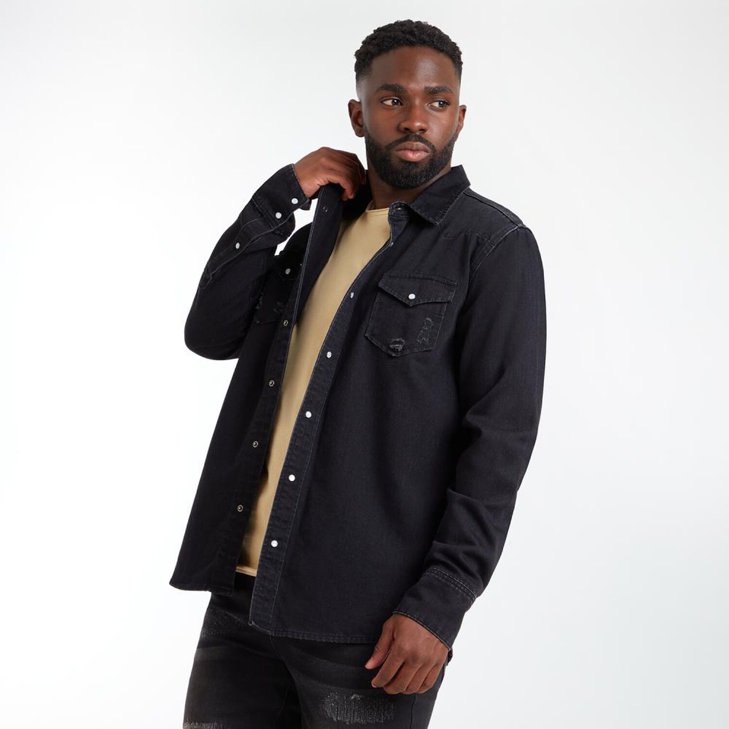 Camisa Denim Slim Manga Larga Hombre Rolly Go image number 2.0