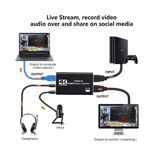 Capturadora Hdmi 4k Ultra Video Audio Mic In Streaming 3.0